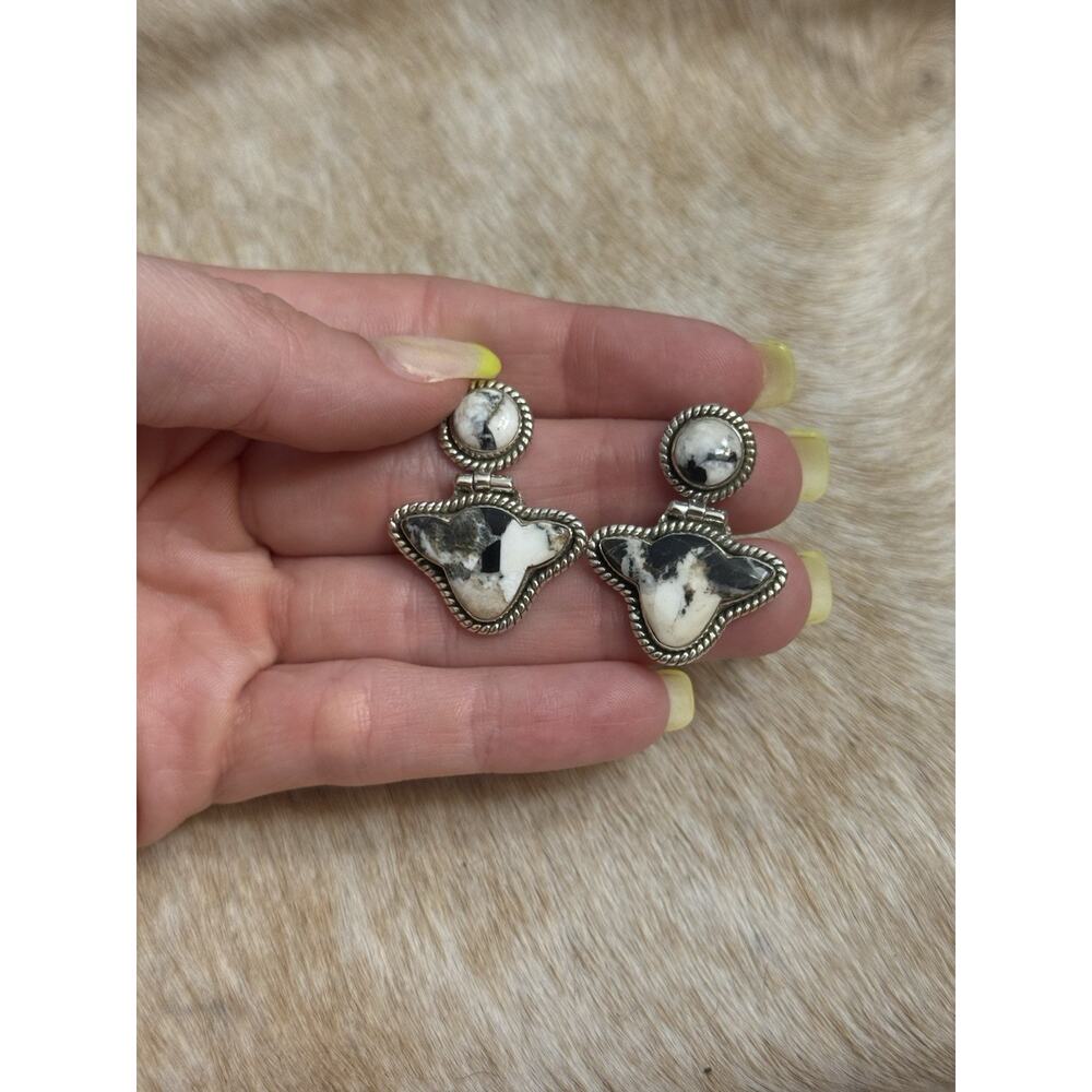 Native American sterling silver/ white Buffalo earrings